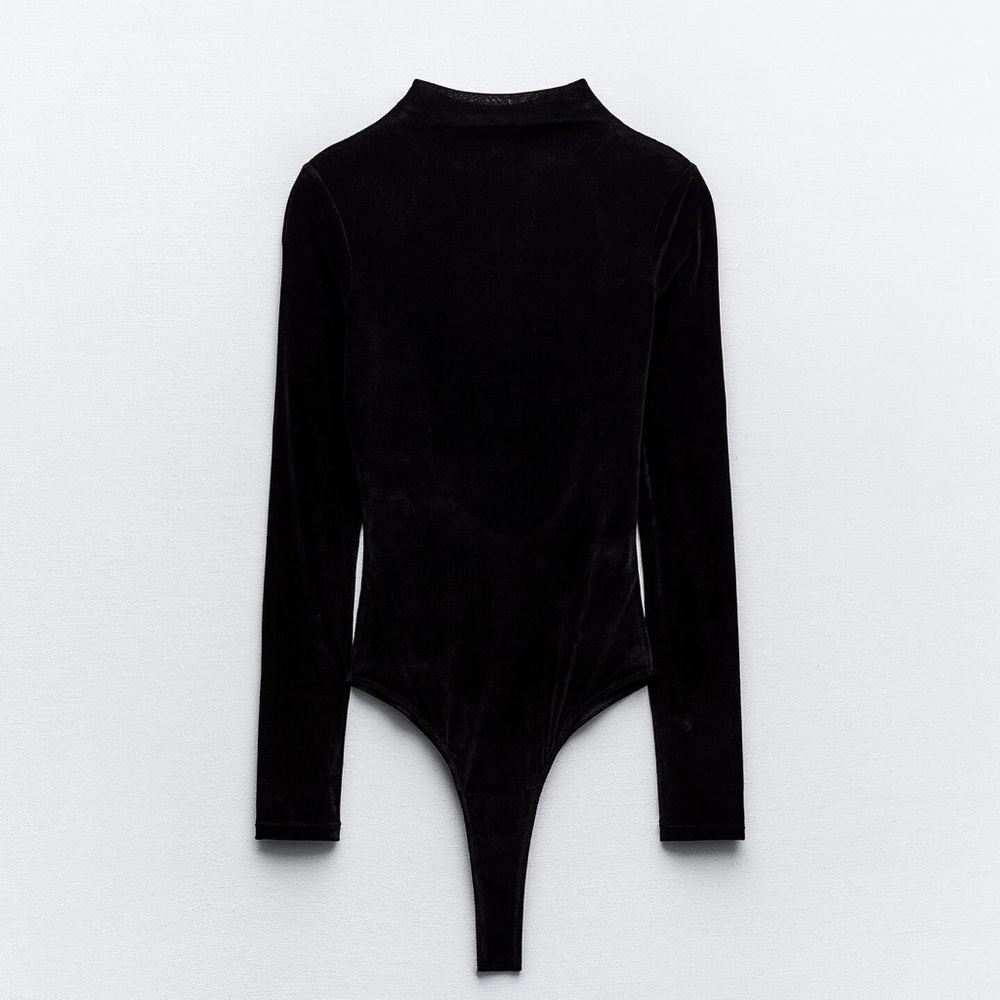 Zara Velvet Black Bodysuit Size M